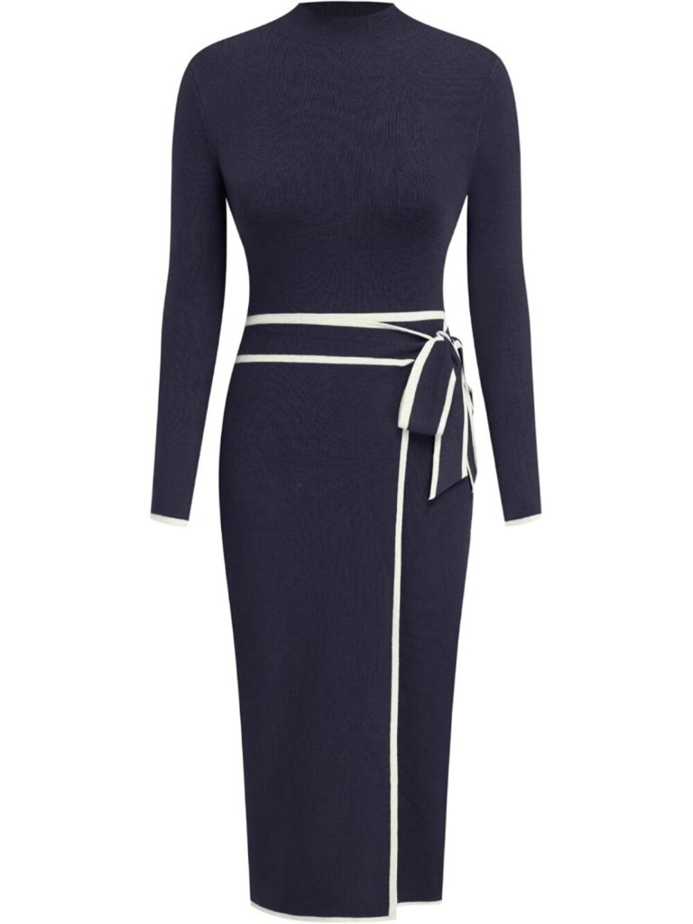 Cozy Long Sleeve Mock Turtleneck Midi Sweater Dress for Women - Fall Fashion